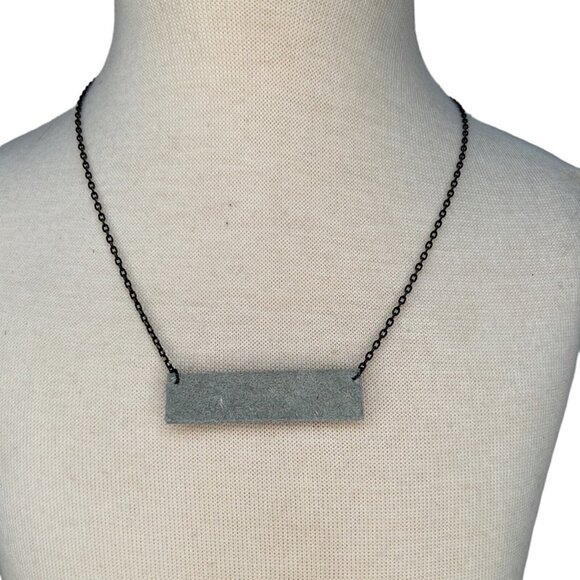 Hair on hide rectangle cow print leather necklace - Picture 2 of 8